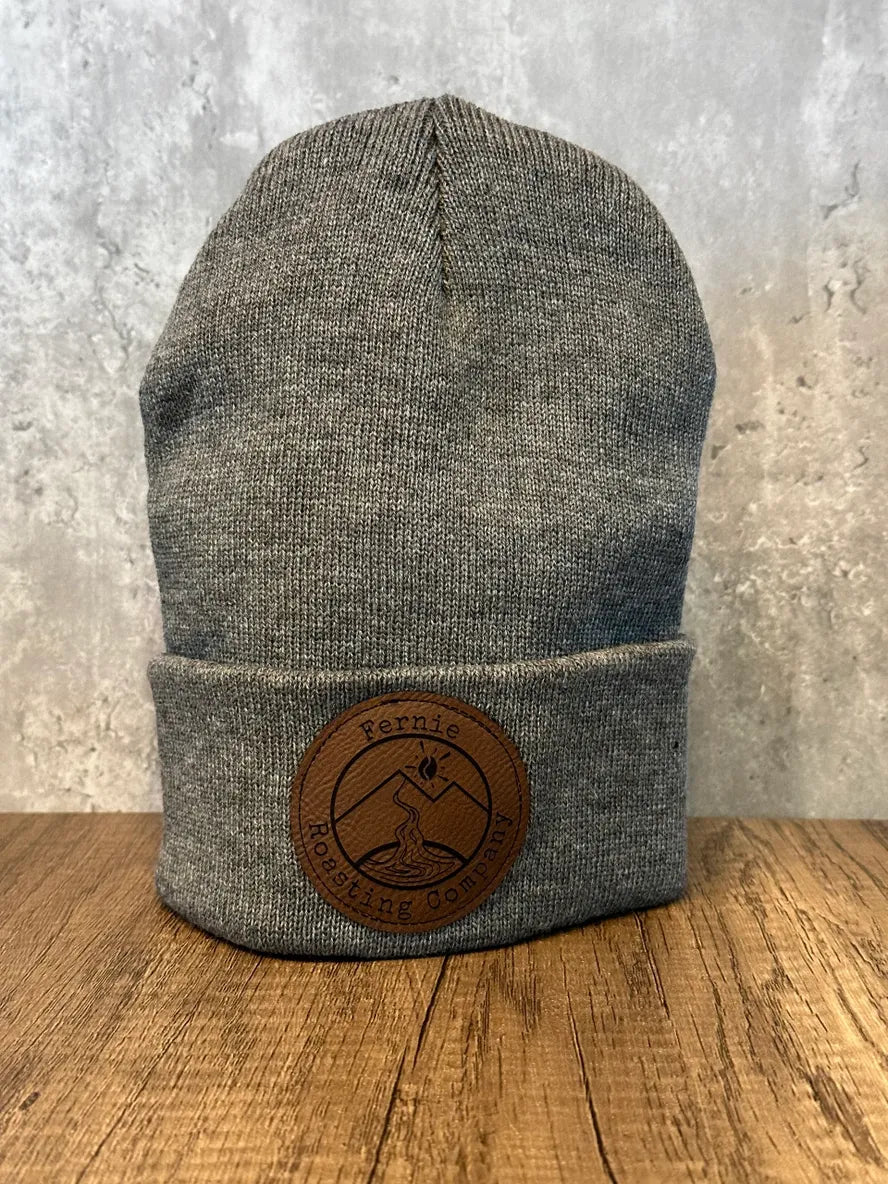 Leather Patch Toque - Light Grey